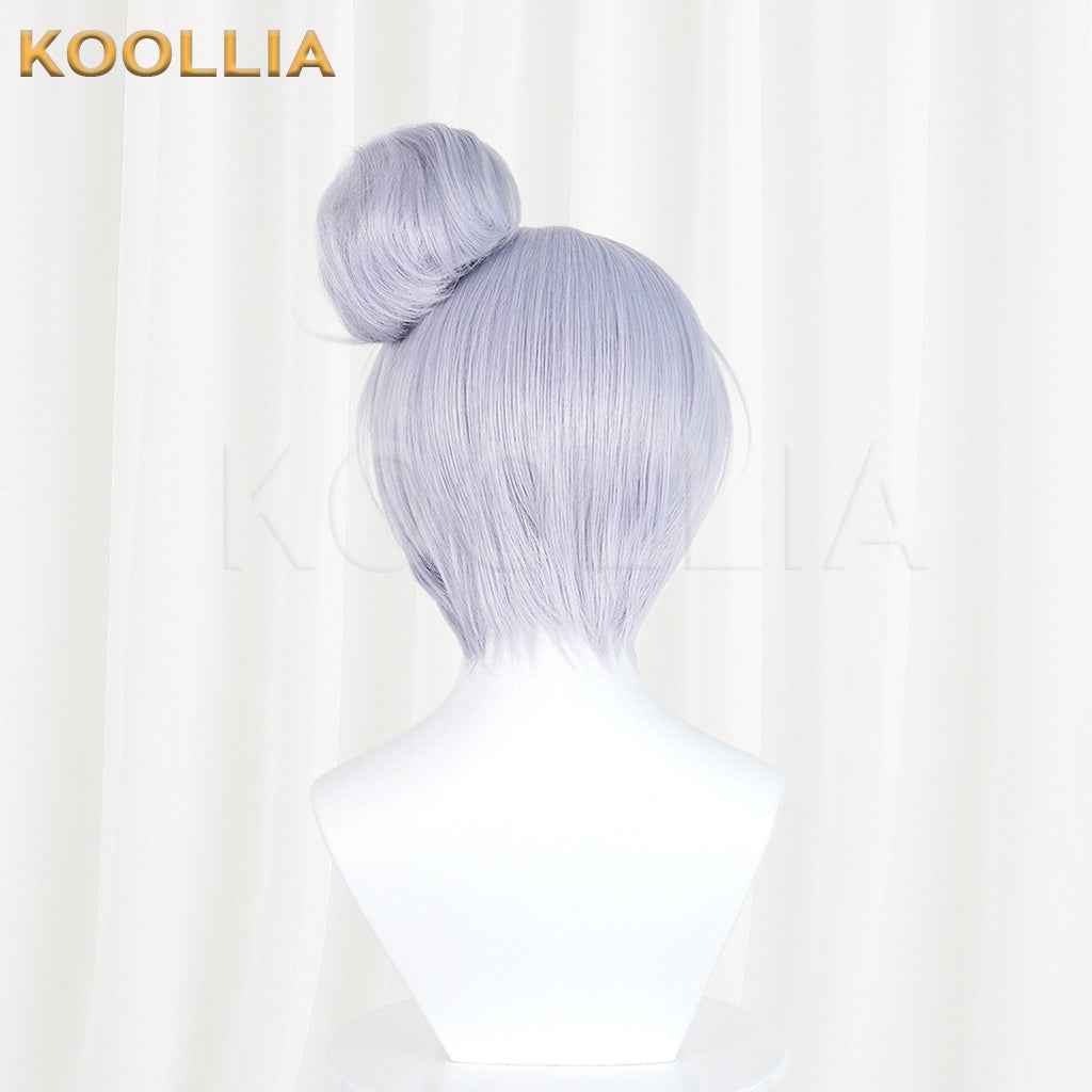 NIKKE Goddess of Victory Cinderella Swimsuit Wig Light Gray Purple Detachable Split Bun Realistic Scalp Top Basic Wig