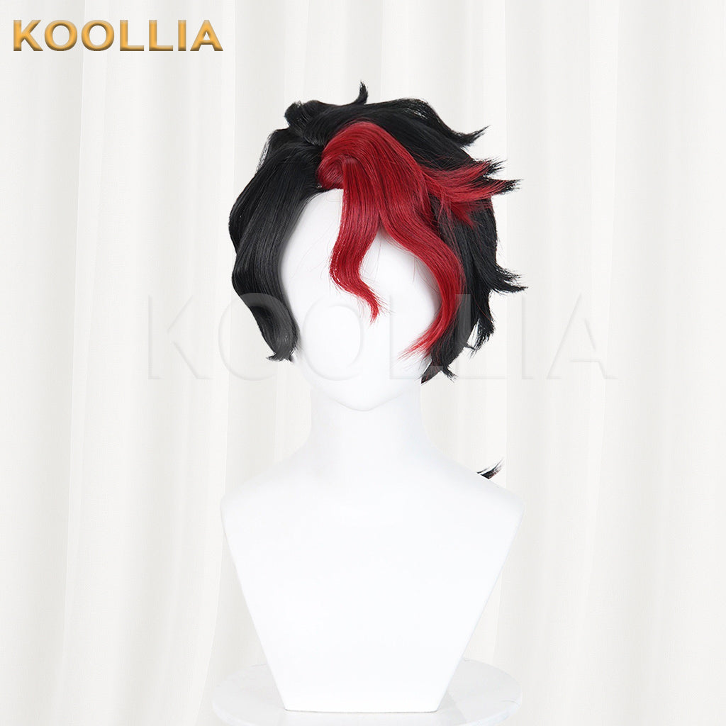Identity V Composer Uini Wig Black Red Highlight Low Tied Long Basic Wig