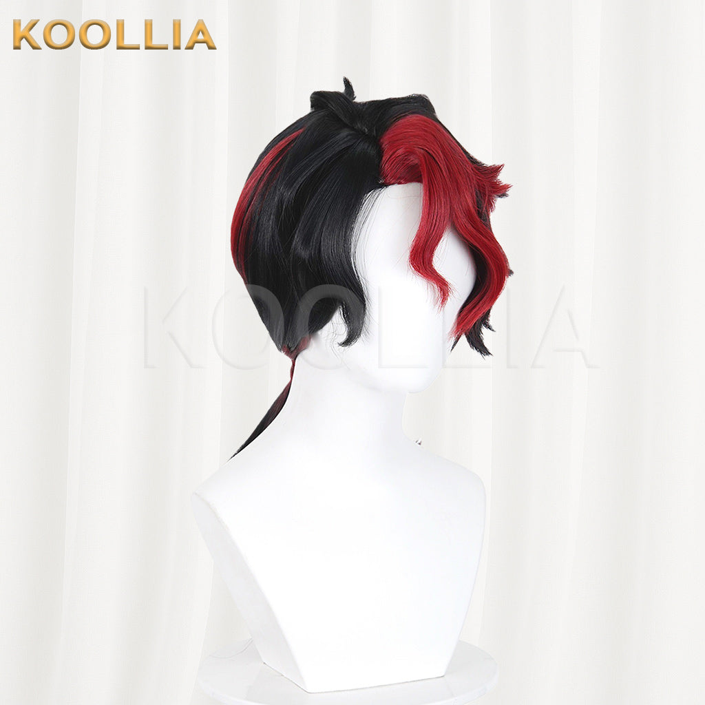 Identity V Composer Uini Wig Black Red Highlight Low Tied Long Basic Wig