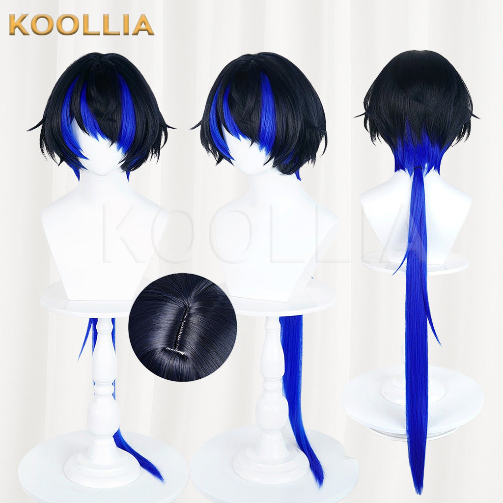 Yihuan Daphne Black Blue Gradient Wig Integrated Long Straight Tail Realistic Scalp Top Basic Wig
