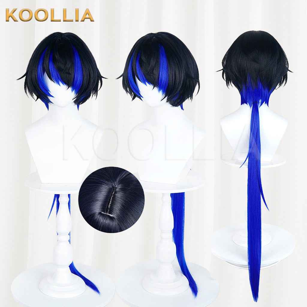 Yihuan Daphne Black Blue Gradient Wig Integrated Long Straight Tail Realistic Scalp Top Basic Wig
