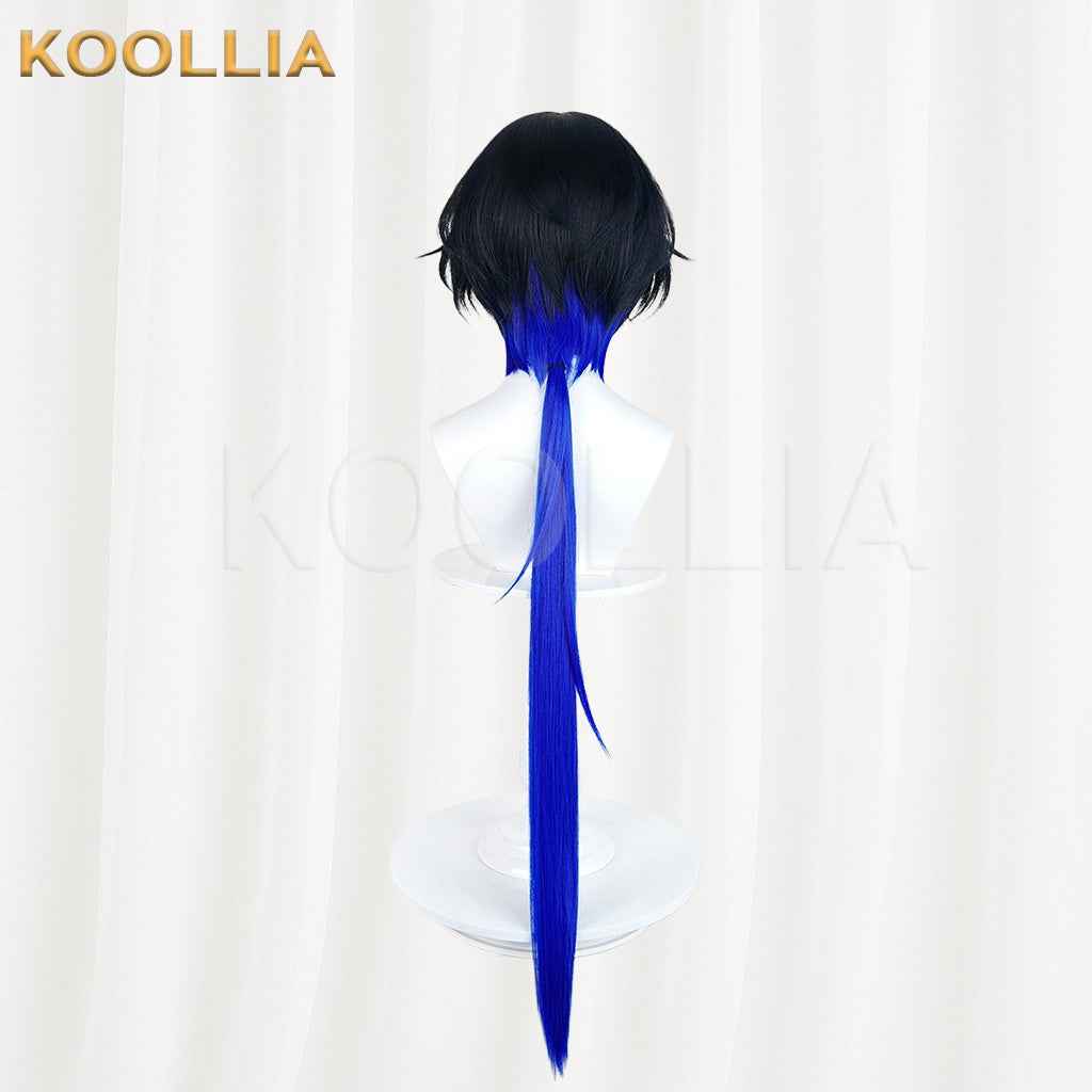 Yihuan Daphne Black Blue Gradient Wig Integrated Long Straight Tail Realistic Scalp Top Basic Wig
