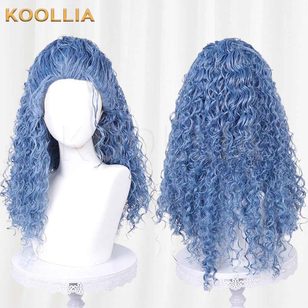 Descendants 5 Haze Blue Long Curly Hair For Adults And Kids Basic Wig