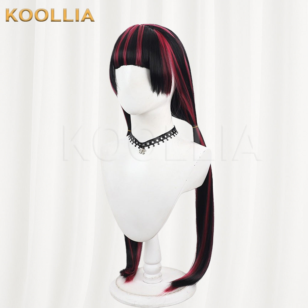Monster High Draculaura Wig Black Pink Double Low Ponytails Basic Wig