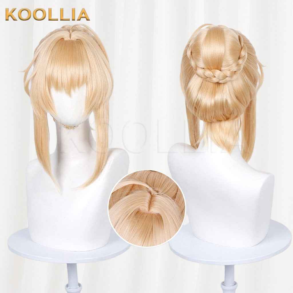 Fate/Zero Artoria Pendragon Saber Cream Blonde Integrated Updo Basic Wig