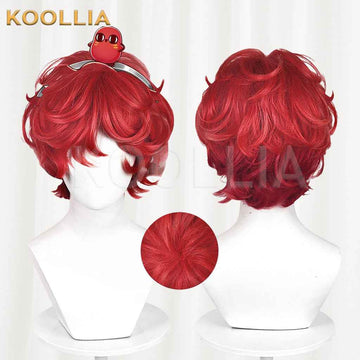 Identity V Fire Investigator Wig Hong Xiaodou Collab Flame Red Backcombed Top Short Fluffy Curly Basic Wig