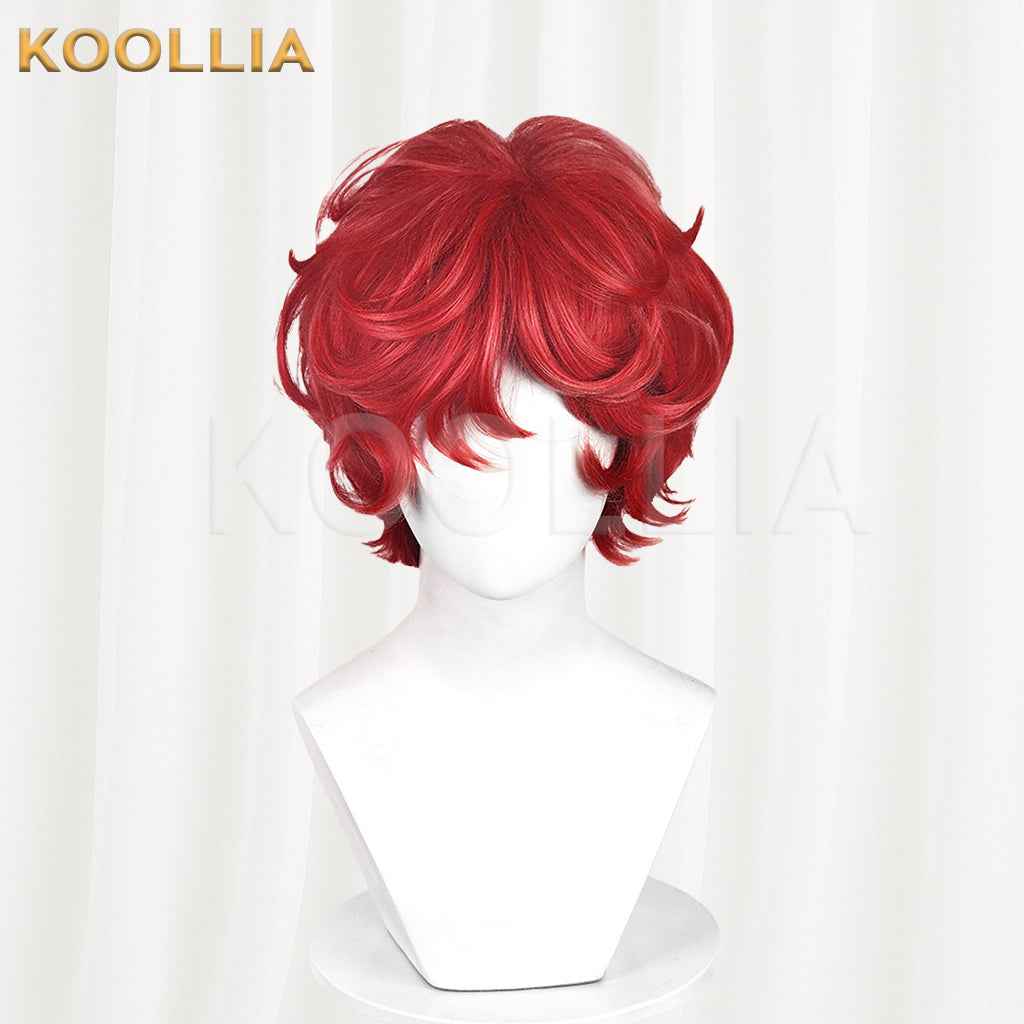 Identity V Fire Investigator Wig Hong Xiaodou Collab Flame Red Backcombed Top Short Fluffy Curly Basic Wig