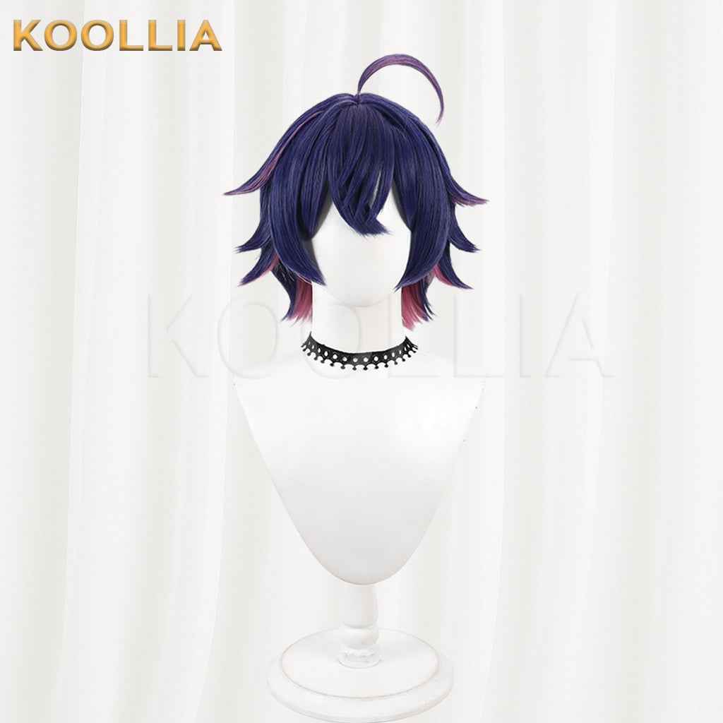 18TRIP Fubuki Yachiyo Wig Blue‑Purple Magenta‑Pink Two‑Tone Realistic Scalp Top Flip‑Out Short Wig Basic Wig