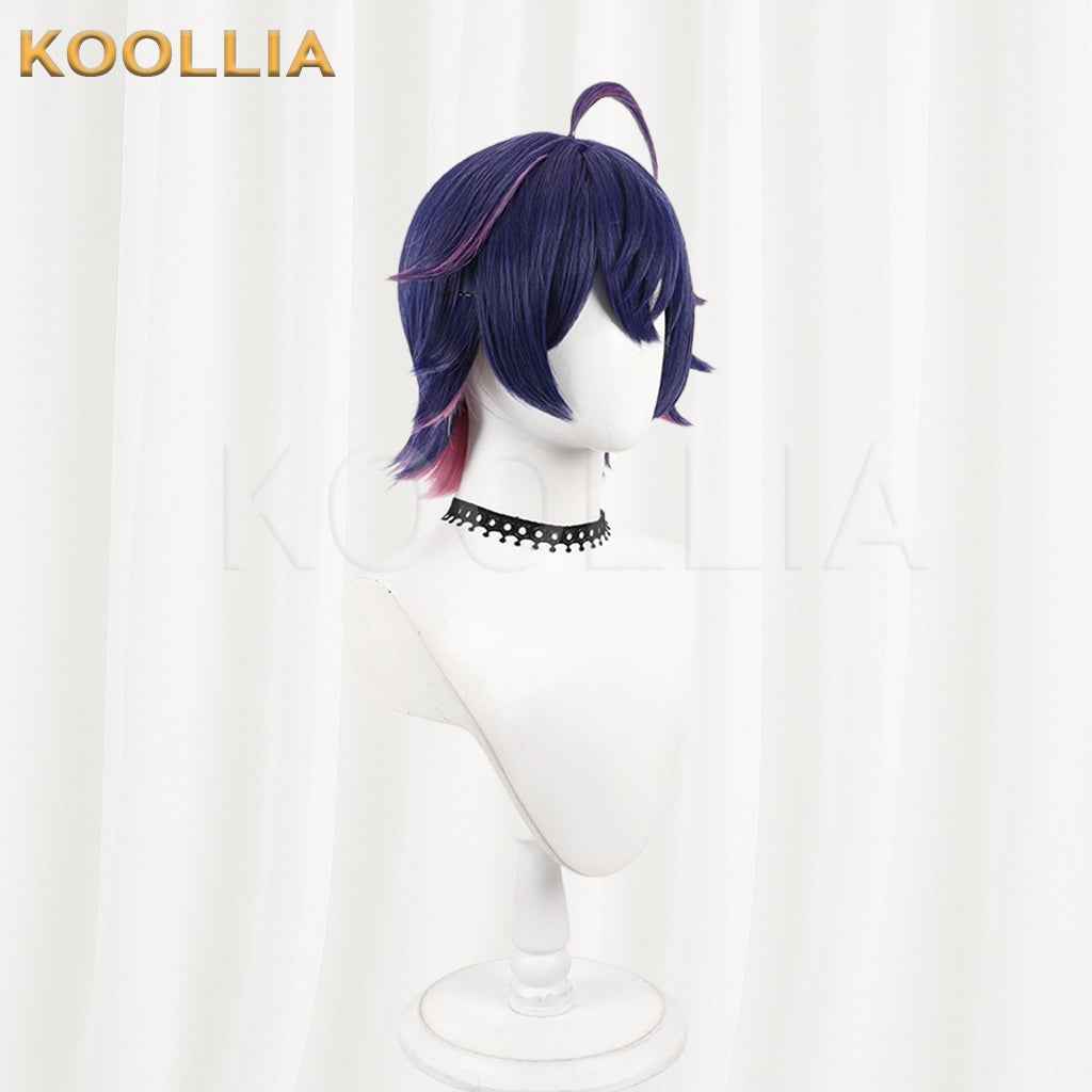 18TRIP Fubuki Yachiyo Wig Blue‑Purple Magenta‑Pink Two‑Tone Realistic Scalp Top Flip‑Out Short Wig Basic Wig