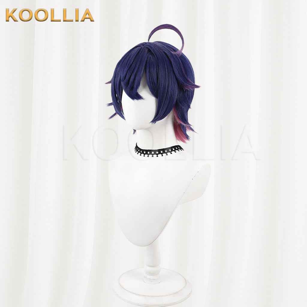 18TRIP Fubuki Yachiyo Wig Blue‑Purple Magenta‑Pink Two‑Tone Realistic Scalp Top Flip‑Out Short Wig Basic Wig