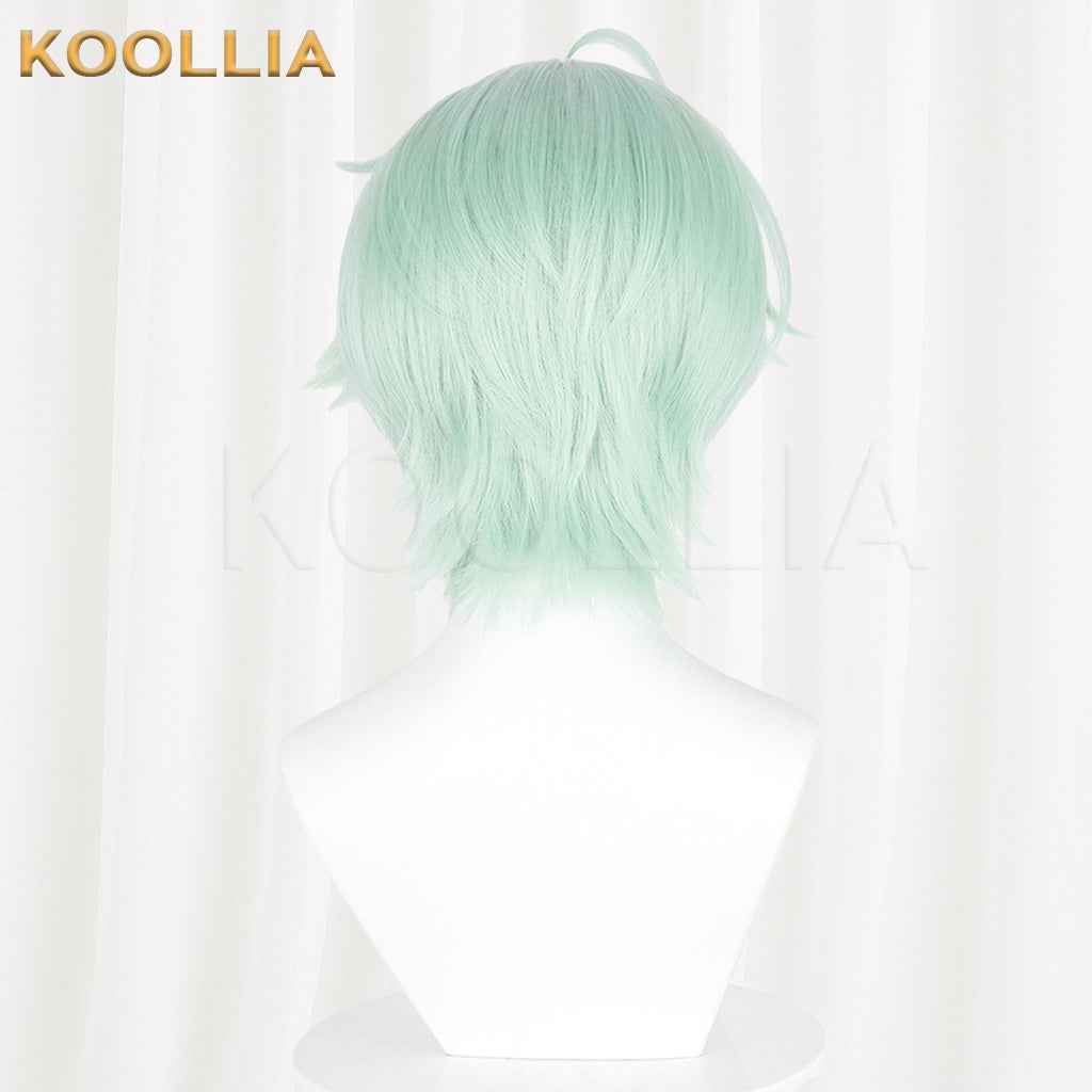 Genshin Impact Arosha Light Mint Green Layered Wolf Cut Short Hair Basic Wig