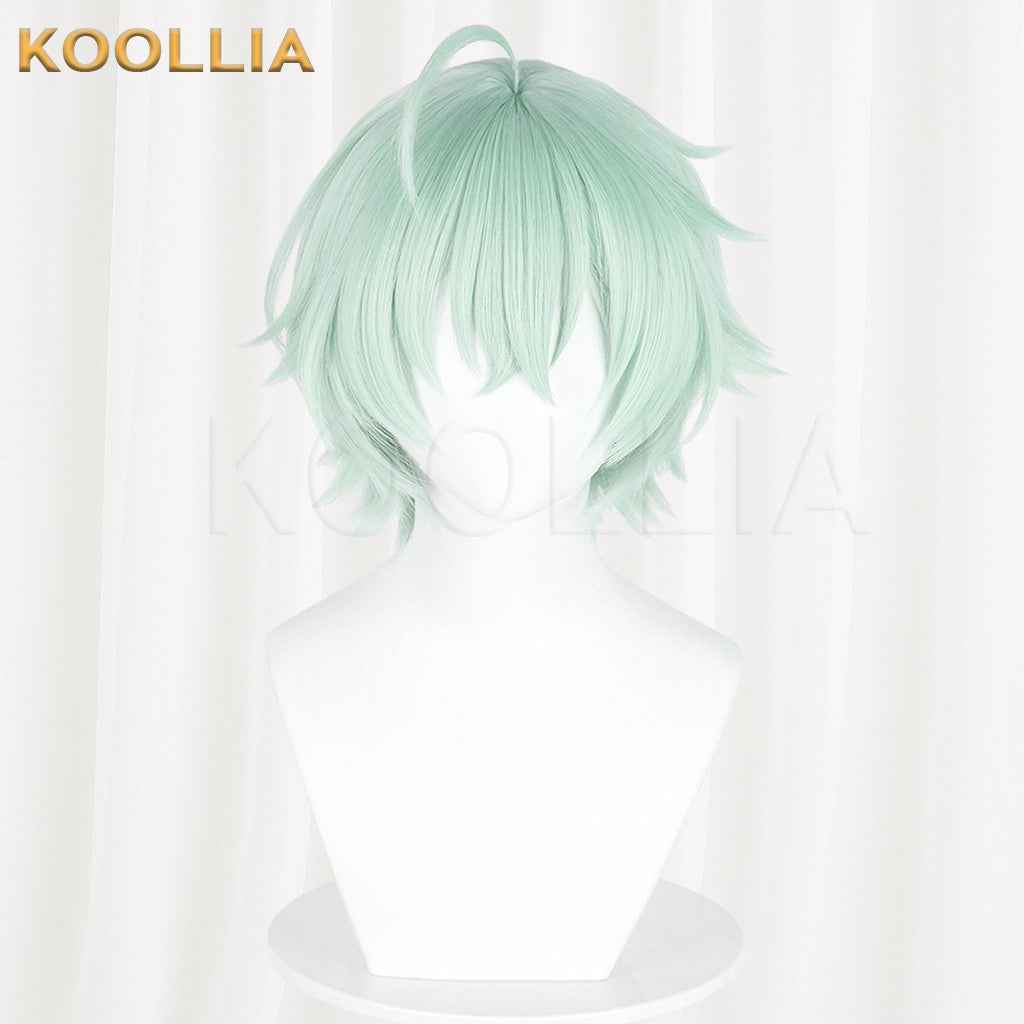 Genshin Impact Arosha Light Mint Green Layered Wolf Cut Short Hair Basic Wig