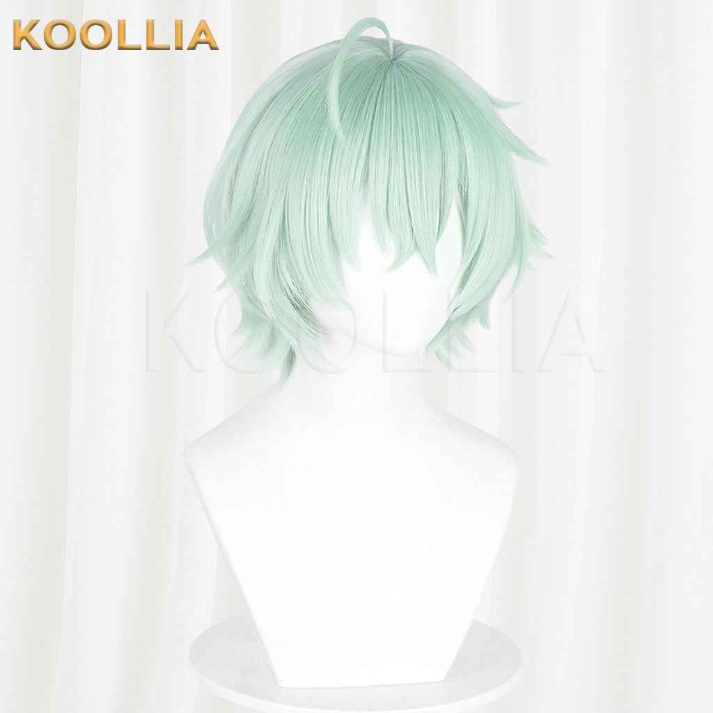 Genshin Impact Arosha Light Mint Green Layered Wolf Cut Short Hair Basic Wig