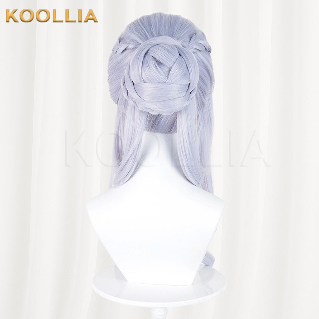 Genshin Impact Tsaritsa Anastasia Light Gray Blue Gradient Braided Updo Basic Wig