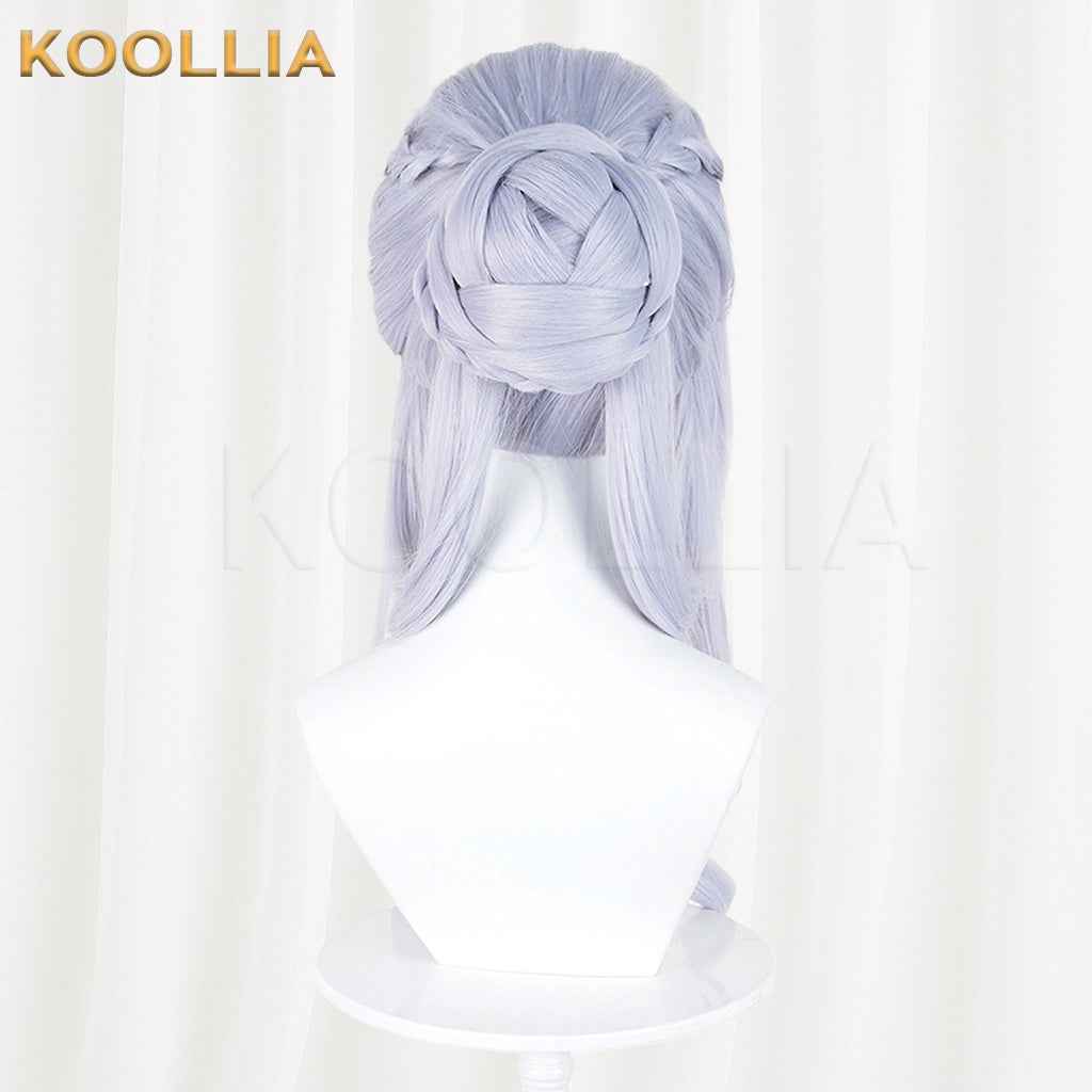 Genshin Impact Tsaritsa Anastasia Light Gray Blue Gradient Braided Updo Basic Wig