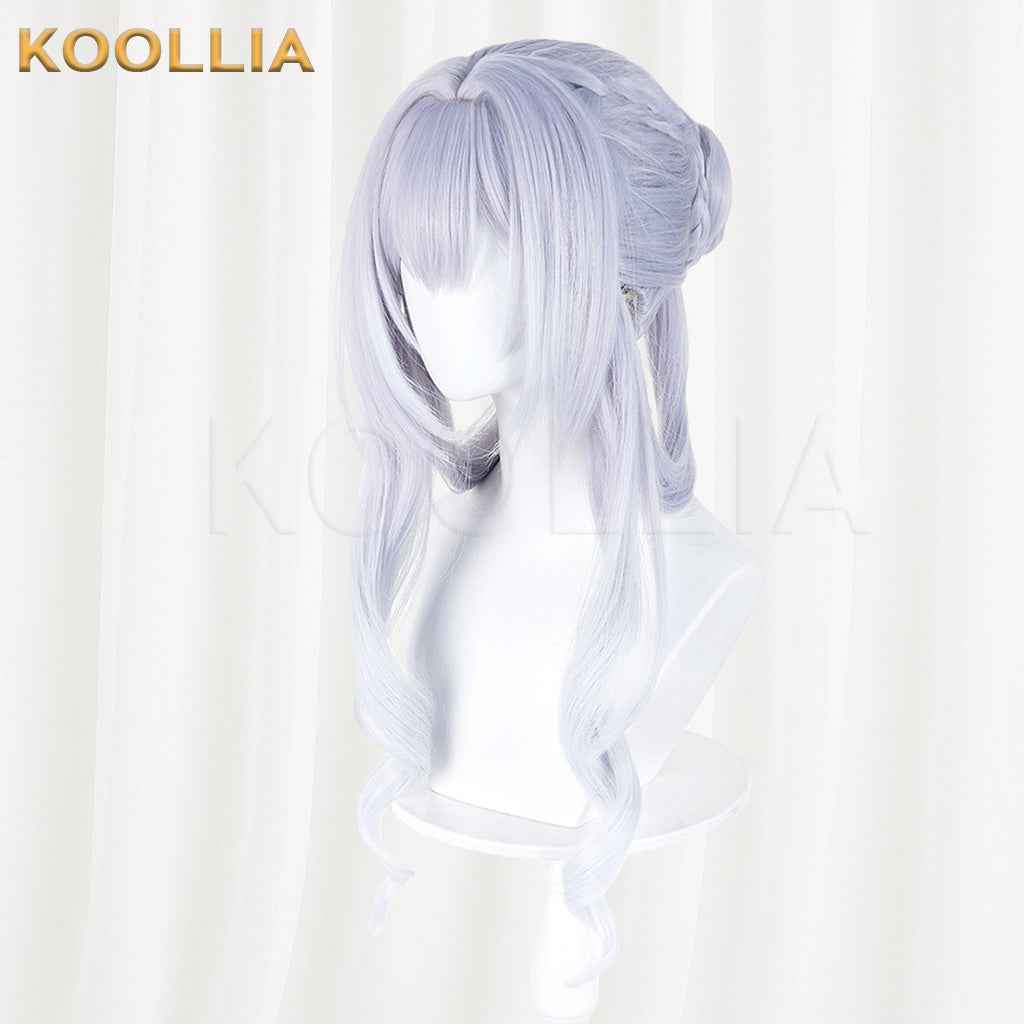Genshin Impact Tsaritsa Anastasia Light Gray Blue Gradient Braided Updo Basic Wig