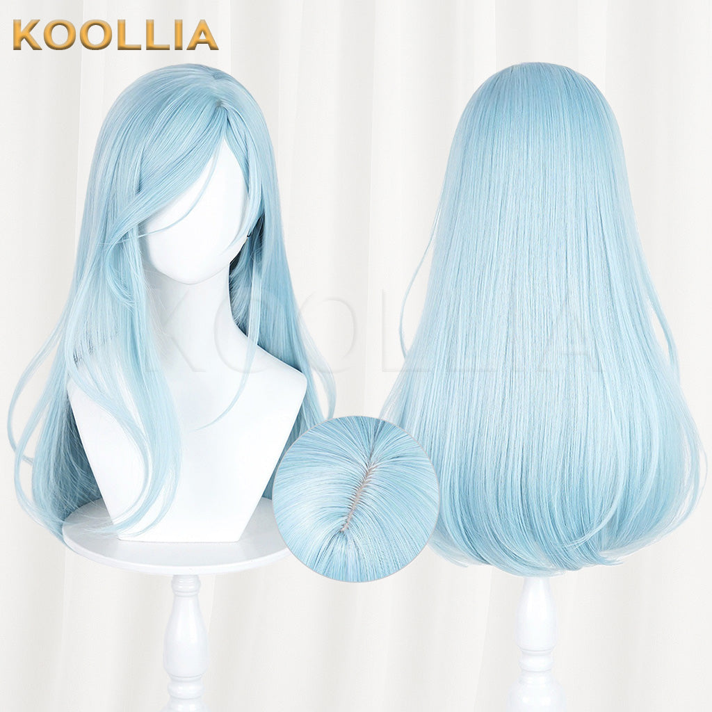 Project SEKAI Hinomori Shizuku Light Ice Blue Medium Inward Straight Hair Basic Wig