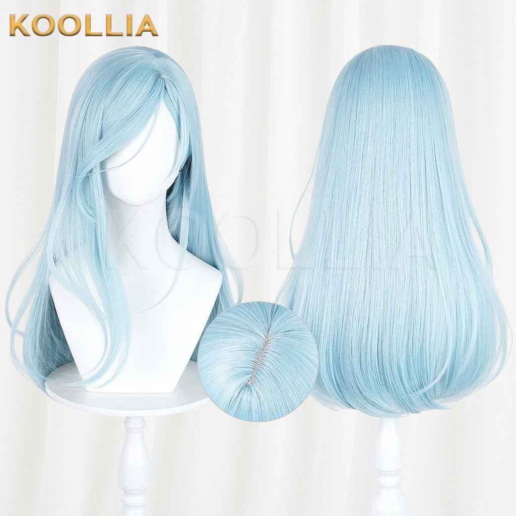 Project SEKAI Hinomori Shizuku Light Ice Blue Medium Inward Straight Hair Basic Wig