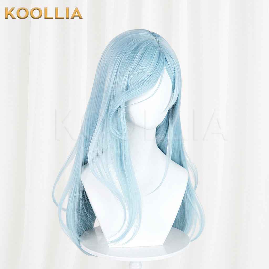 Project SEKAI Hinomori Shizuku Light Ice Blue Medium Inward Straight Hair Basic Wig