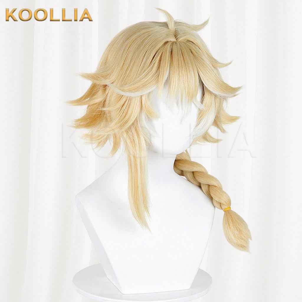 Honor of Kings Mayene Light Cream Blonde Fluffy Short Hair With Single Braid Basic Wig