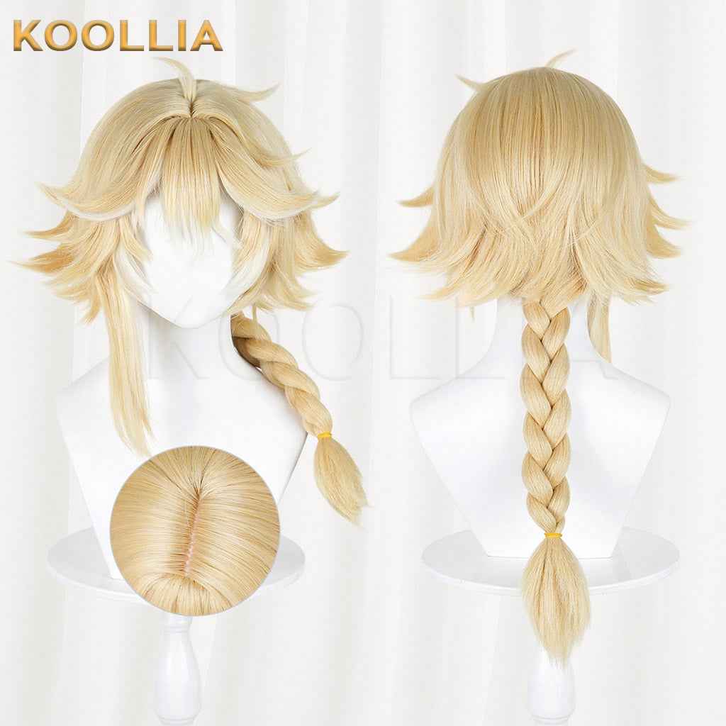 Honor of Kings Mayene Light Cream Blonde Fluffy Short Hair With Single Braid Basic Wig