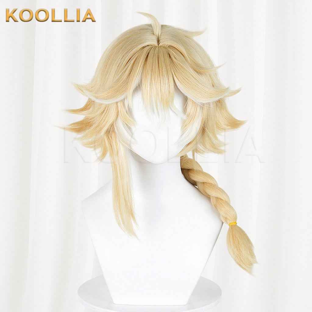 Honor of Kings Mayene Light Cream Blonde Fluffy Short Hair With Single Braid Basic Wig