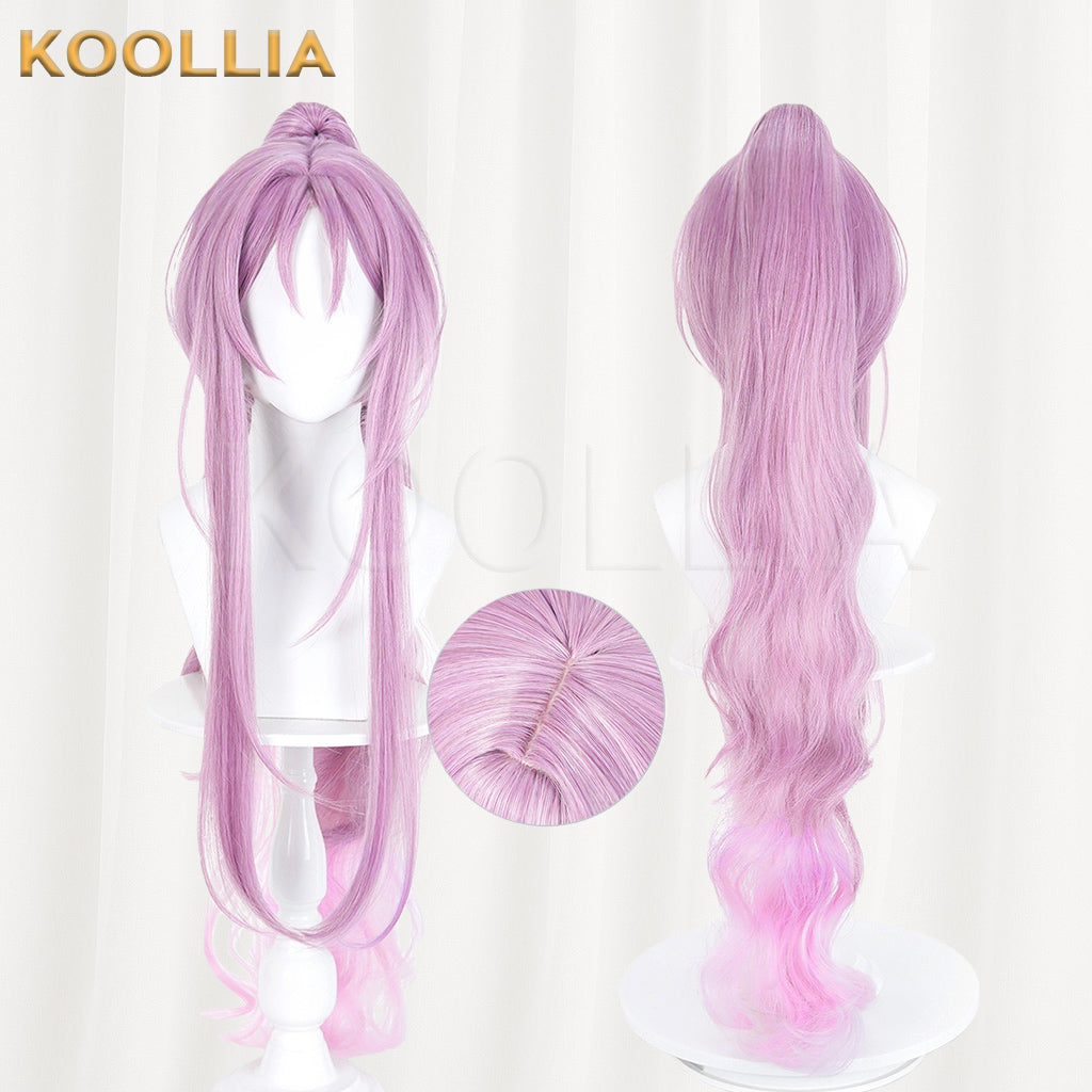 Azur Lane Maximilian IMMELMANN Wig Light Purple Pink Gradient High Ponytail Curly Basic Wig