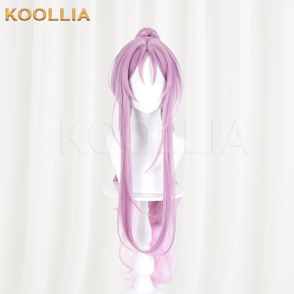 Azur Lane Maximilian IMMELMANN Wig Light Purple Pink Gradient High Ponytail Curly Basic Wig