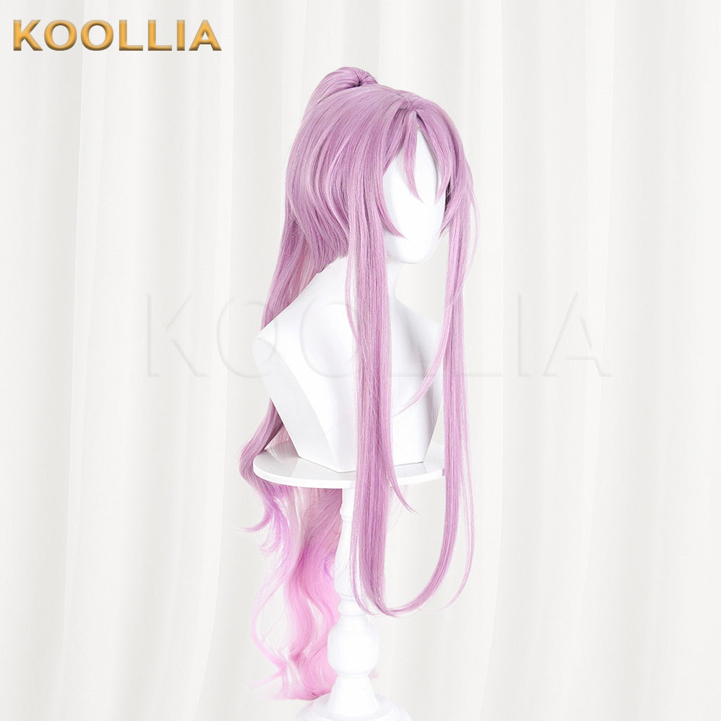 Azur Lane Maximilian IMMELMANN Wig Light Purple Pink Gradient High Ponytail Curly Basic Wig