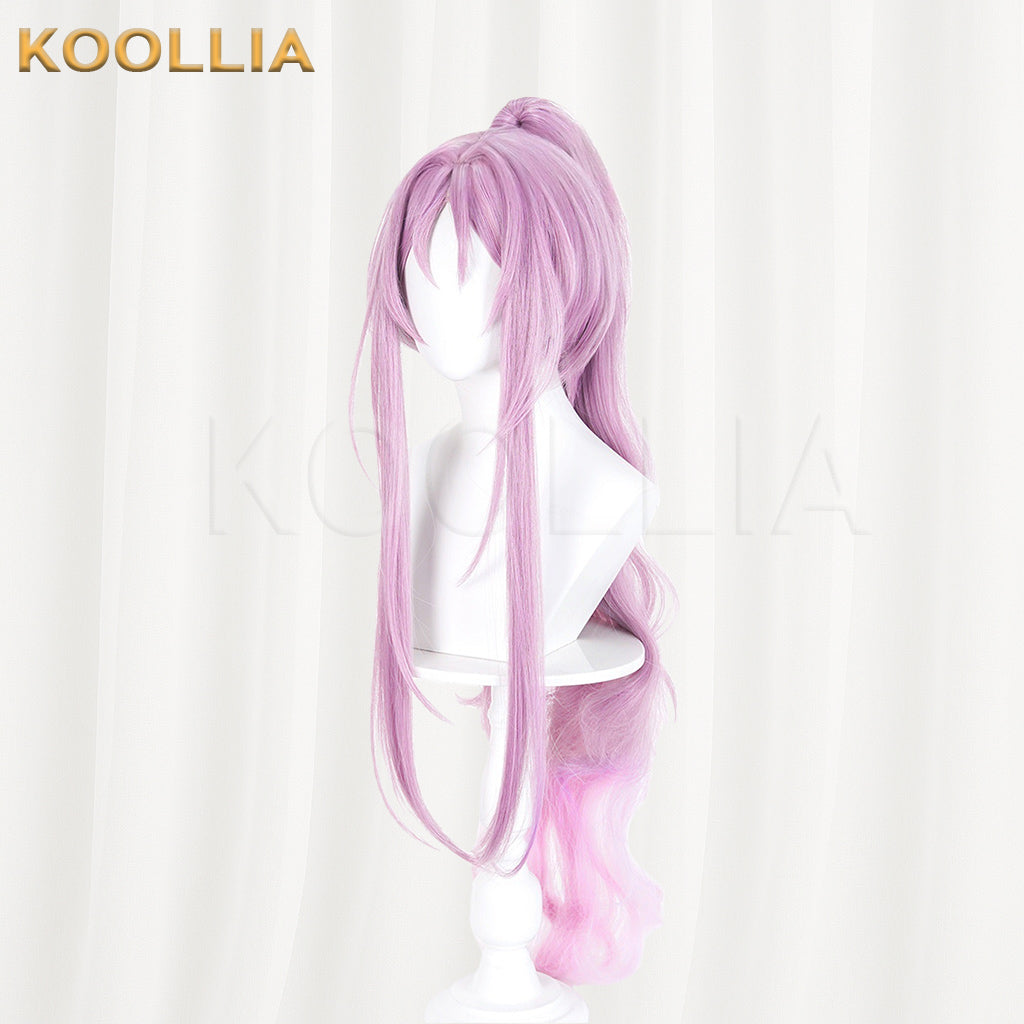 Azur Lane Maximilian IMMELMANN Wig Light Purple Pink Gradient High Ponytail Curly Basic Wig