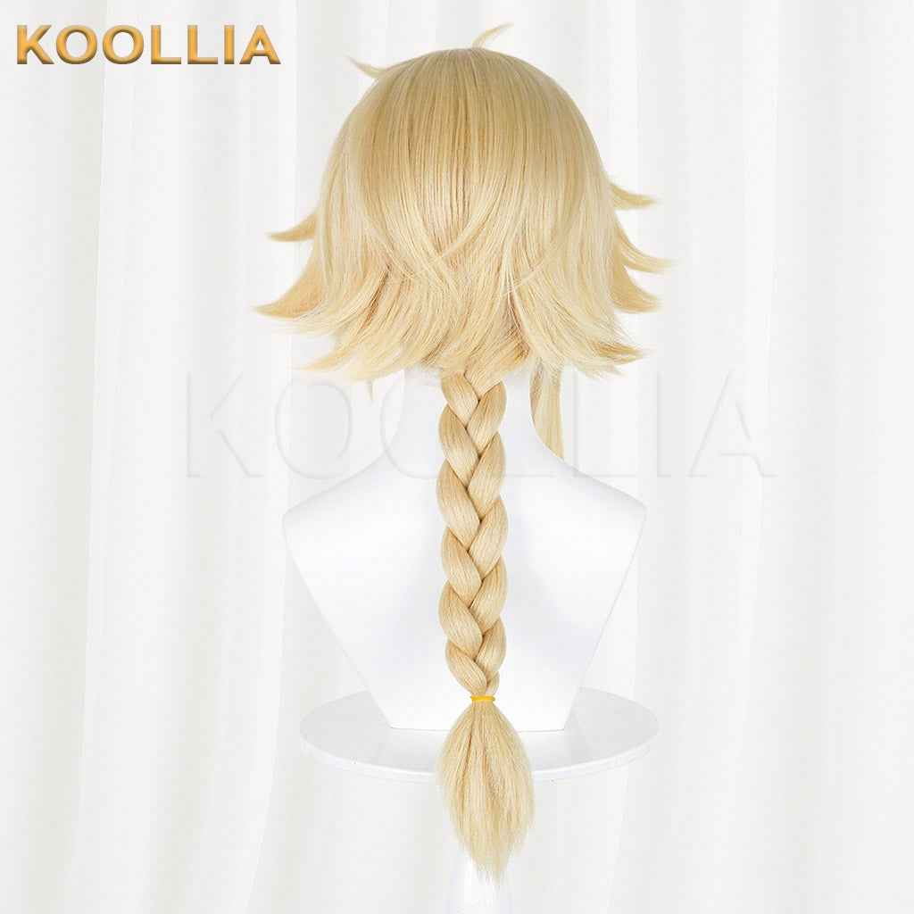 Honor of Kings Mayene Light Cream Blonde Fluffy Short Hair With Single Braid Basic Wig