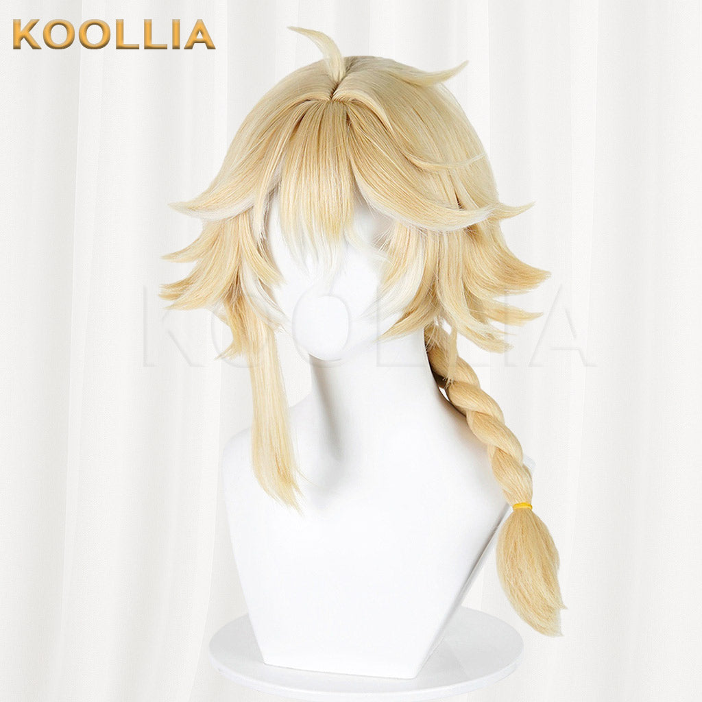 Honor of Kings Mayene Light Cream Blonde Fluffy Short Hair With Single Braid Basic Wig