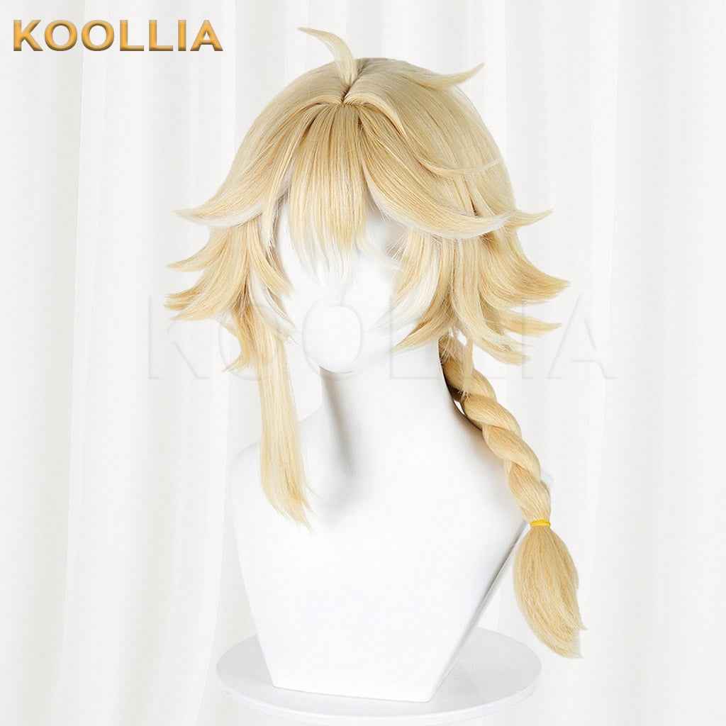 Honor of Kings Mayene Light Cream Blonde Fluffy Short Hair With Single Braid Basic Wig