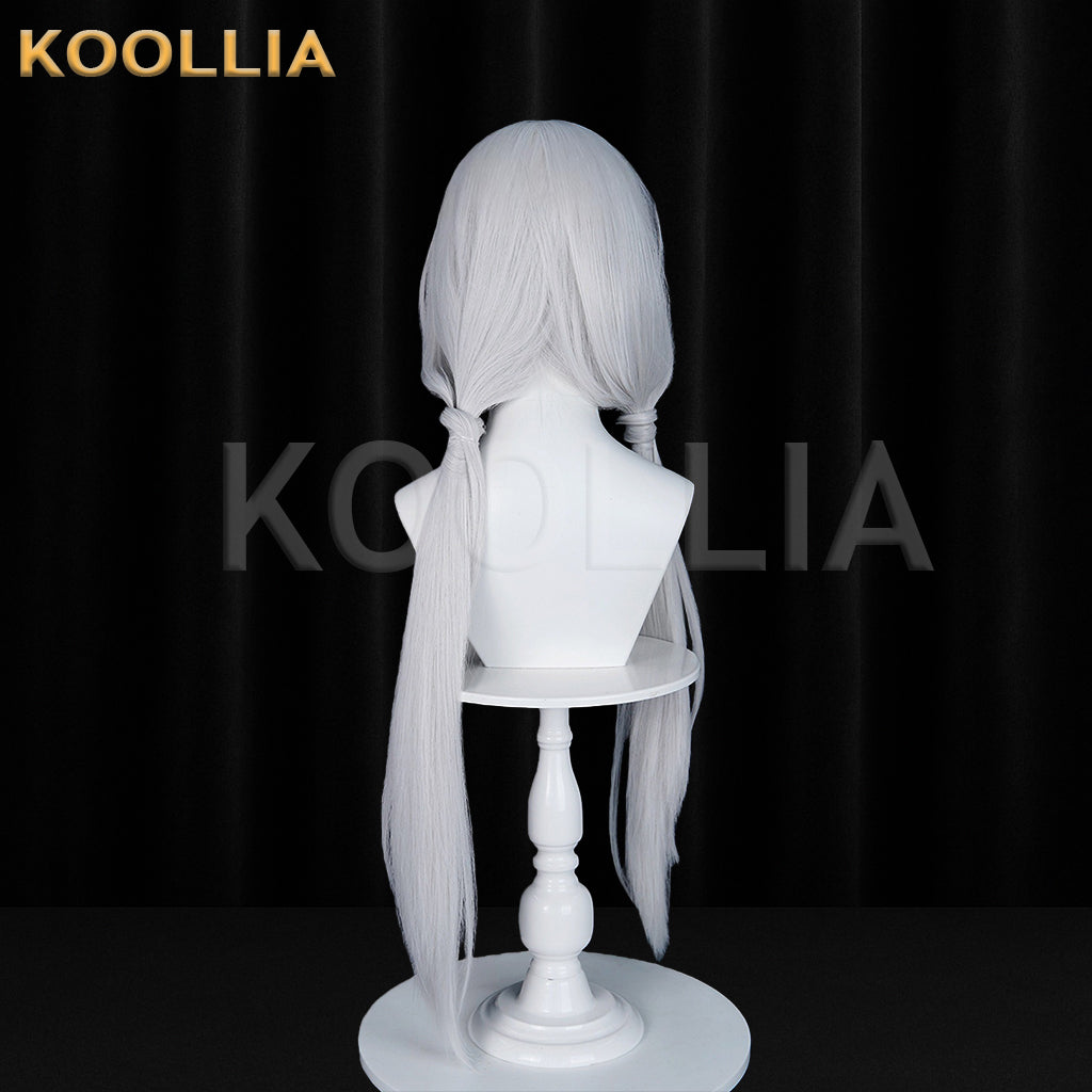 Naraka Bladepoint Ji Yingying Wig Pajama Theme Cool Silver White Realistic Scalp Top Double Low Braided Ponytails Basic Wig