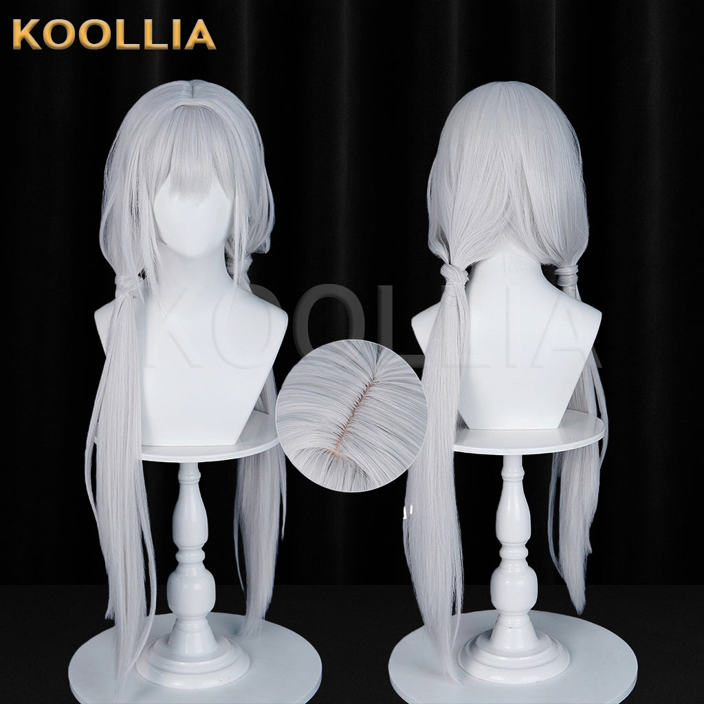Naraka Bladepoint Ji Yingying Wig Pajama Theme Cool Silver White Realistic Scalp Top Double Low Braided Ponytails Basic Wig
