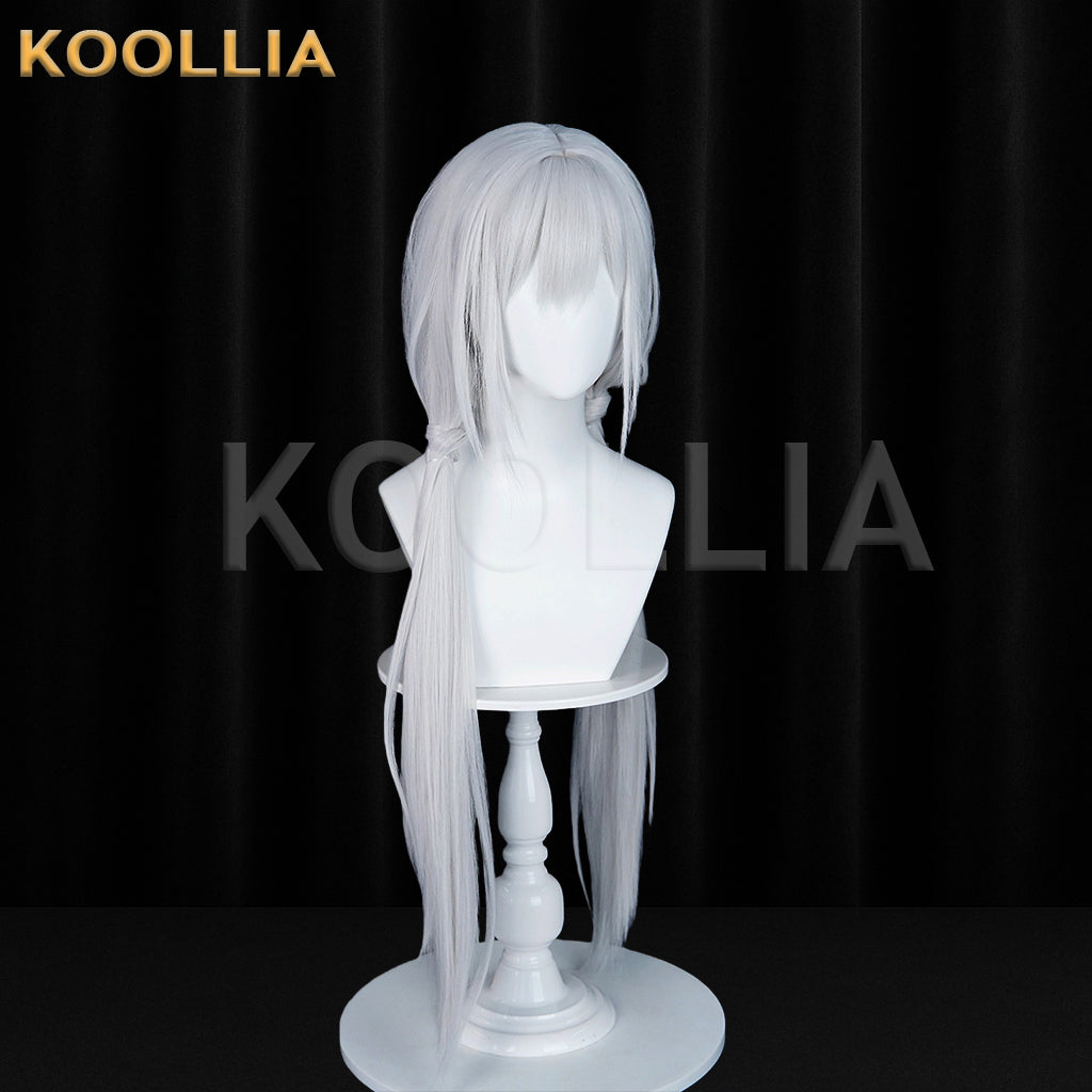 Naraka Bladepoint Ji Yingying Wig Pajama Theme Cool Silver White Realistic Scalp Top Double Low Braided Ponytails Basic Wig