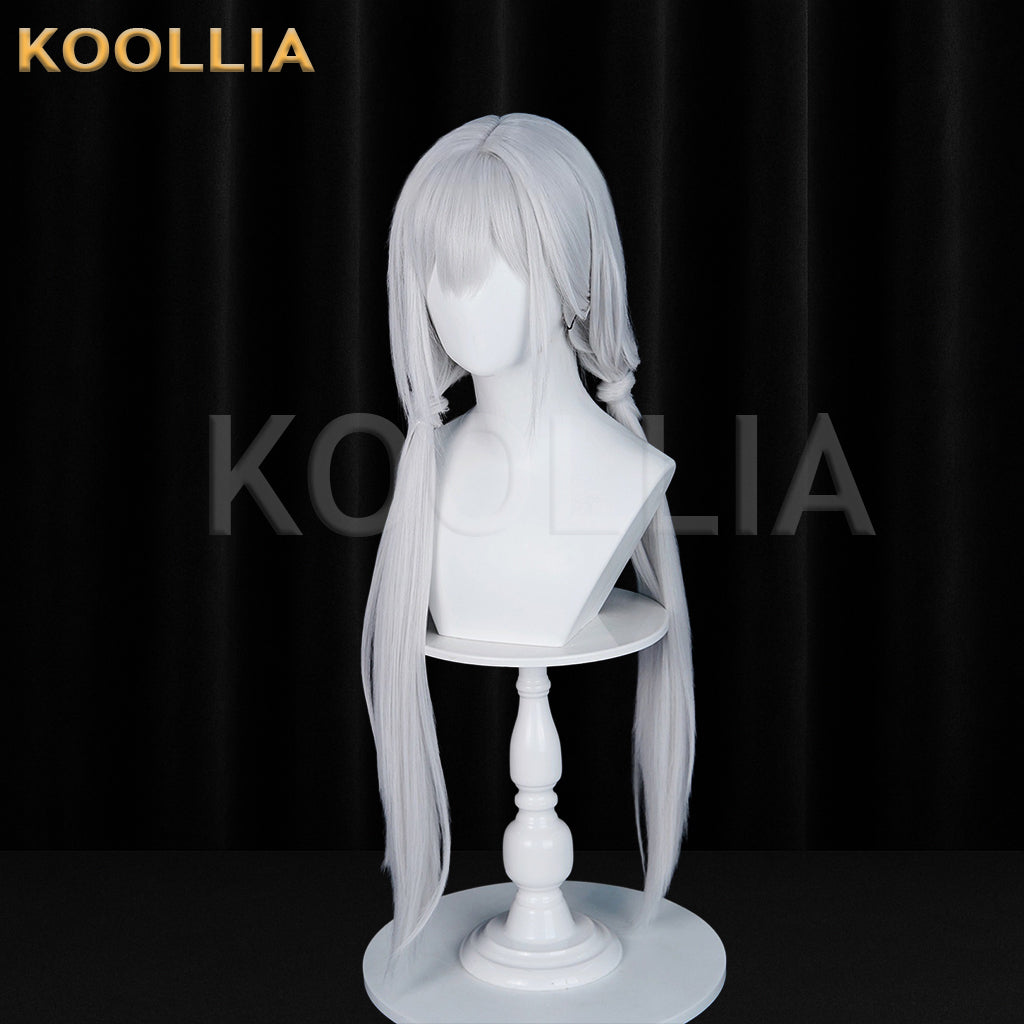 Naraka Bladepoint Ji Yingying Wig Pajama Theme Cool Silver White Realistic Scalp Top Double Low Braided Ponytails Basic Wig
