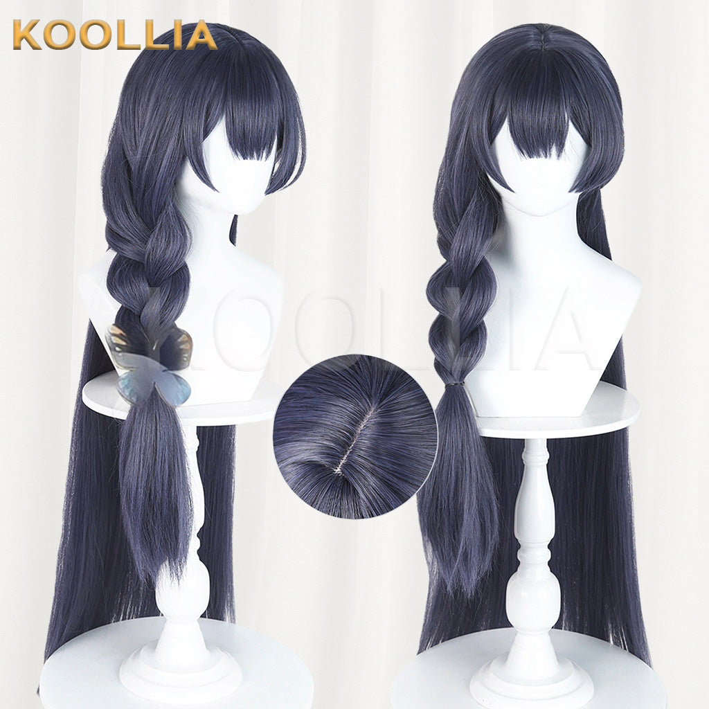 Blue Archive Kisaki Swimsuit Dusty Blue Gray Single Braid Cosplay Wig Thickened Mixed Fluffy Silk Basic Wig