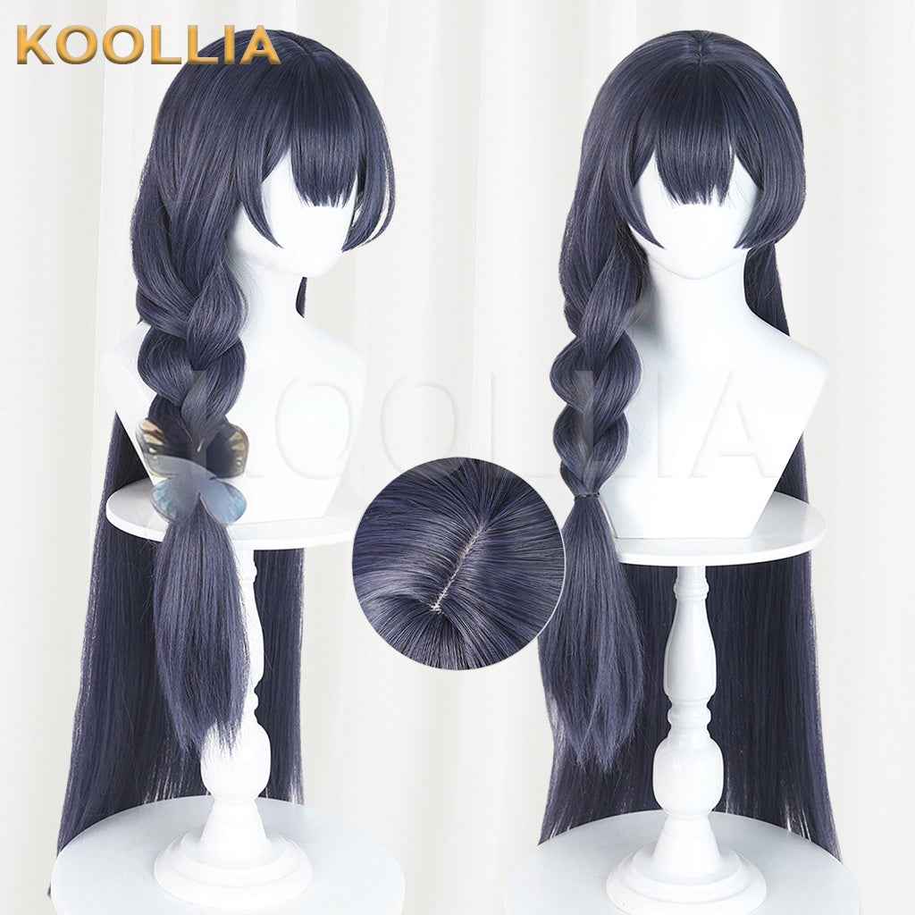 Blue Archive Kisaki Swimsuit Dusty Blue Gray Single Braid Cosplay Wig Thickened Mixed Fluffy Silk Basic Wig