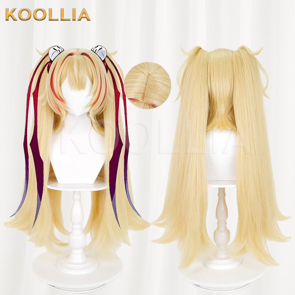 Zenless Zone Zero Koleda Wig Flint Light Cream Gold Thickened Corn-Styled High Ponytails Basic Wig