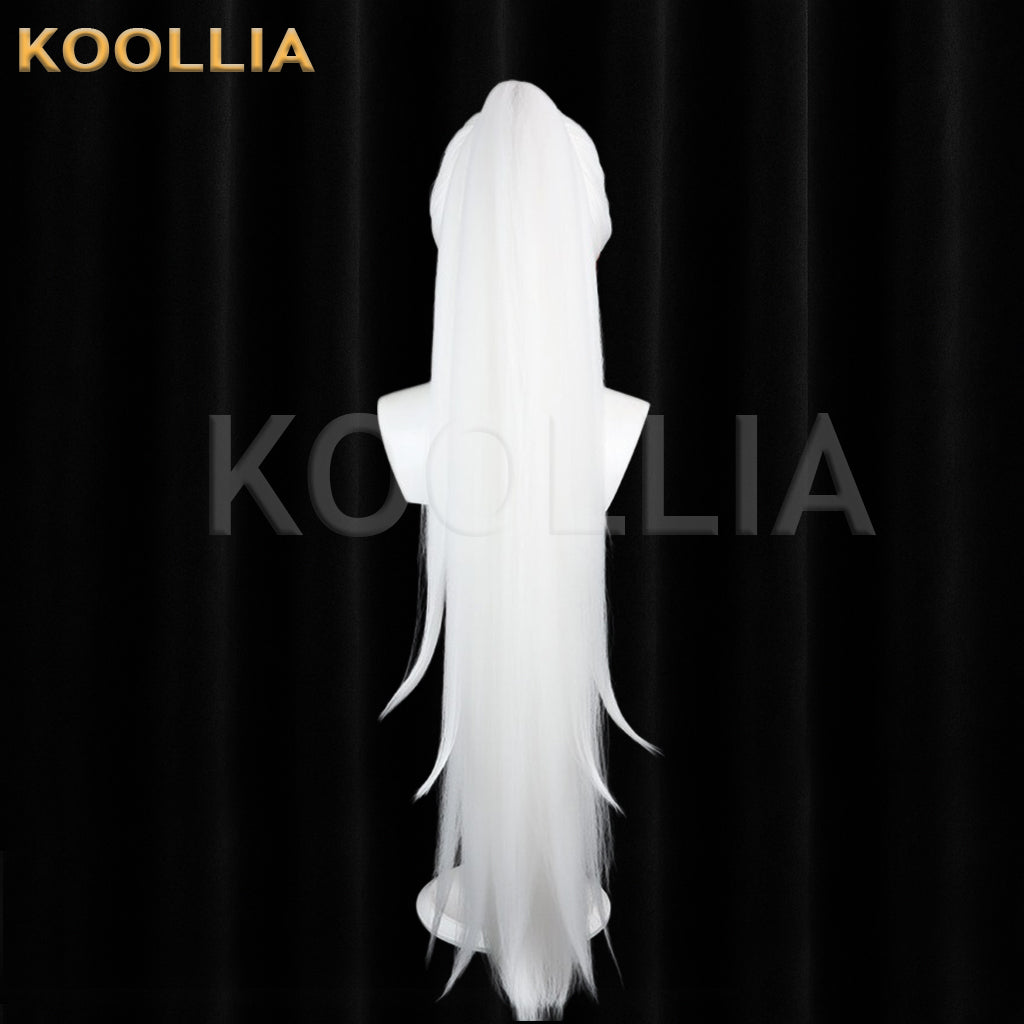Underworld Messenger Left Hidari Wig Red‑White Two‑Tone Realistic Scalp Top Detachable Corn‑Textured Ponytail Basic Wig