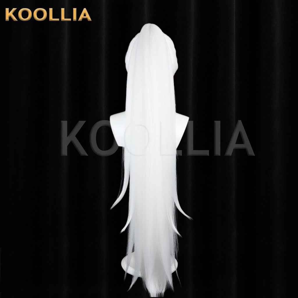 Underworld Messenger Left Hidari Wig Red‑White Two‑Tone Realistic Scalp Top Detachable Corn‑Textured Ponytail Basic Wig