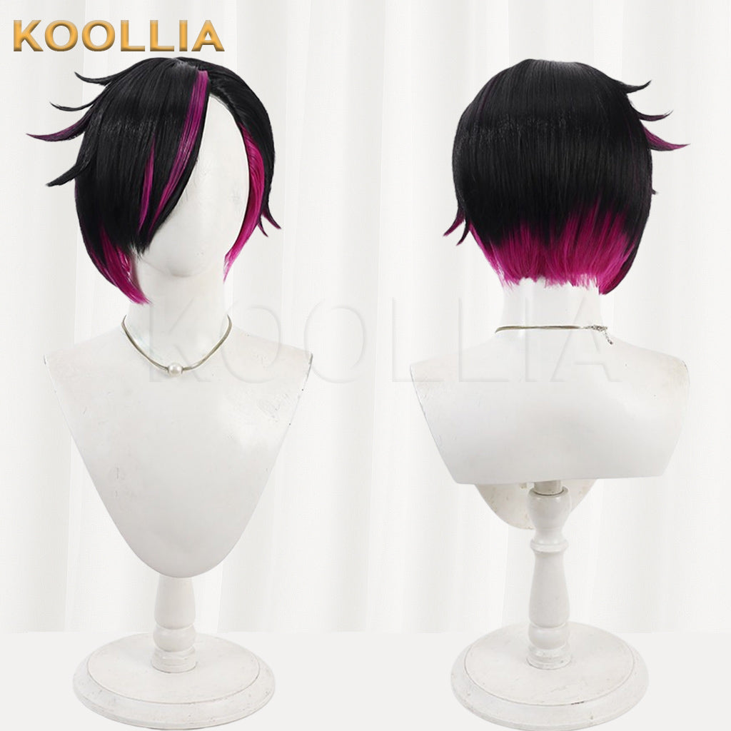 Twisted Wonderland Lilia Vanrouge Wig Black Magenta Short Basic Wig