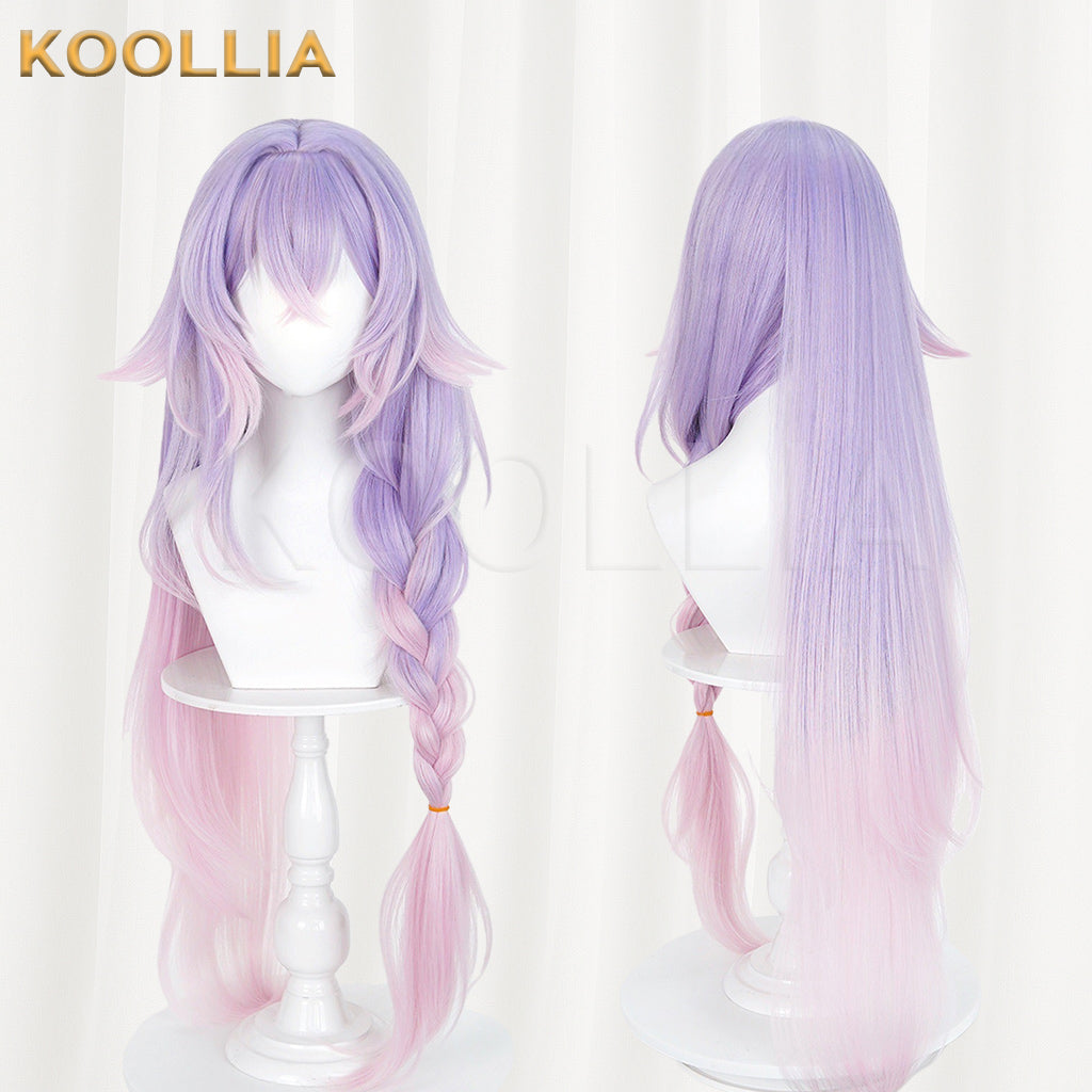 Wuthering Waves Lily Wig Lavender Purple Pink Gradient Single Braid Long Basic Wig