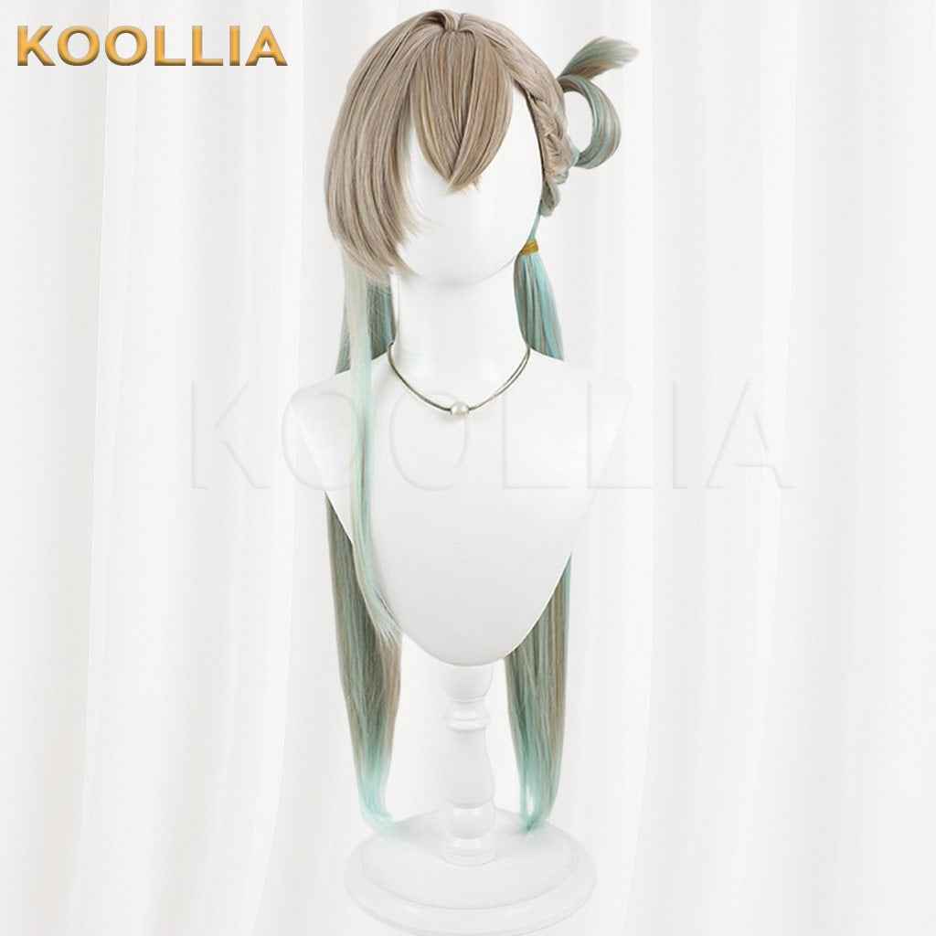 Wuthering Waves Lynae Light Brown Mint Green Gradient Braided Double Ponytail Basic Wig