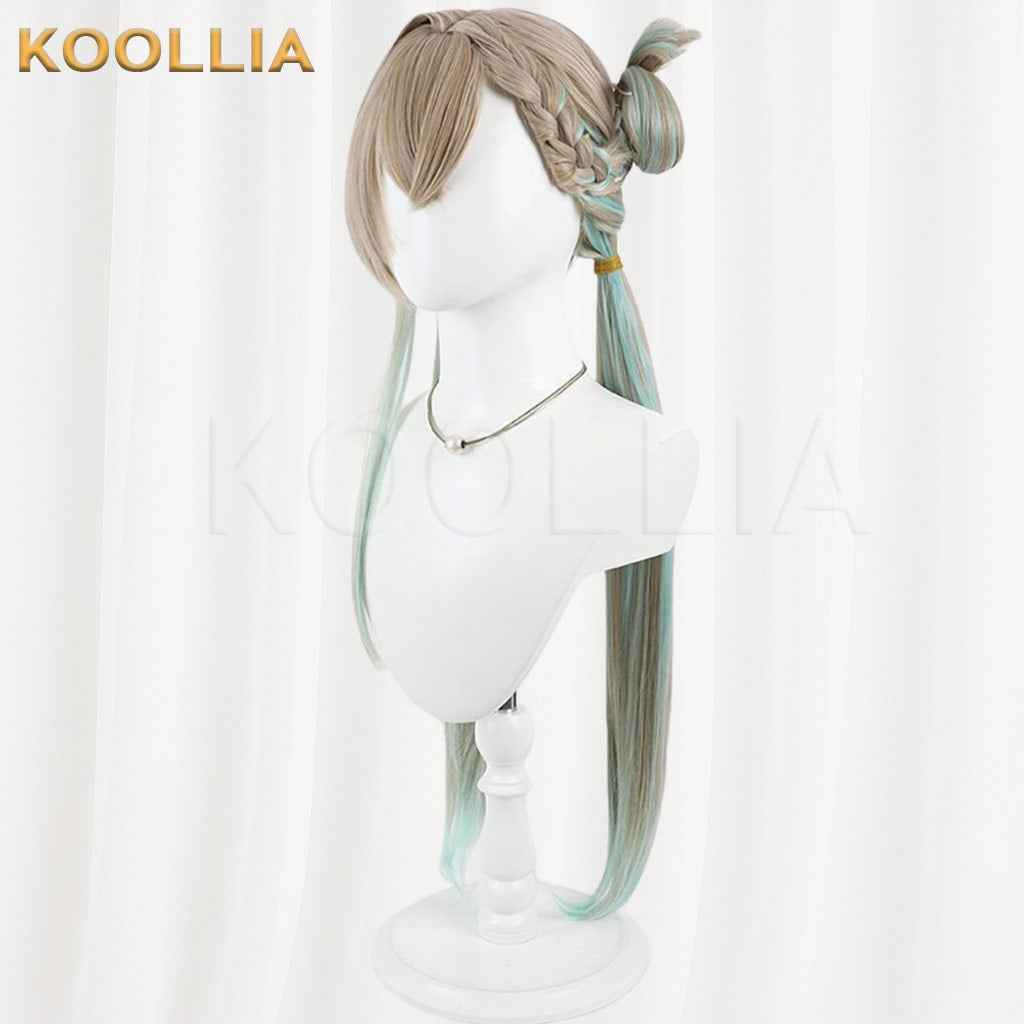 Wuthering Waves Lynae Light Brown Mint Green Gradient Braided Double Ponytail Basic Wig