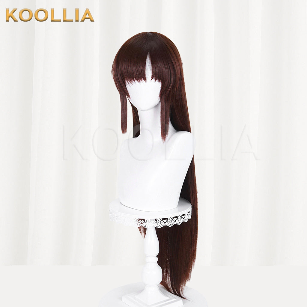 Evangelion Mari Makinami Illustrious Wig Dark Reddish Brown Long Straight Basic Wig