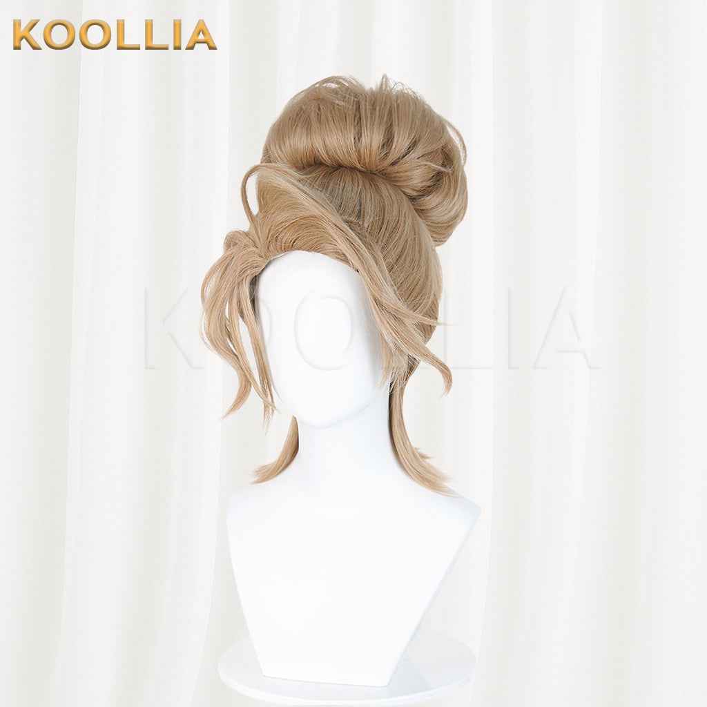 Identity V Mercy SRE Team Light Blonde Wig Pre‑Shaped High Bun Teased Craft Top Basic Wig