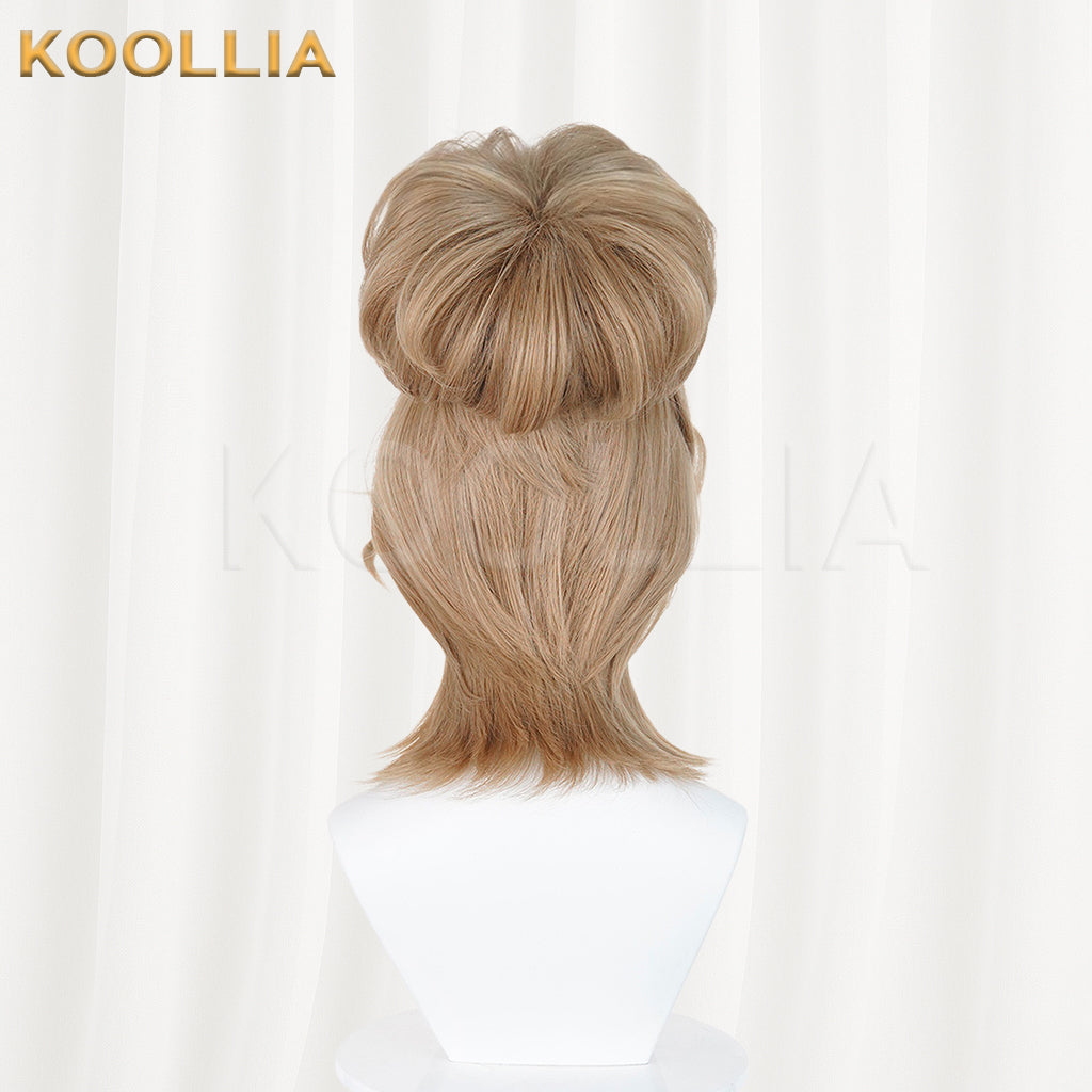 Identity V Mercy SRE Team Light Blonde Wig Pre‑Shaped High Bun Teased Craft Top Basic Wig