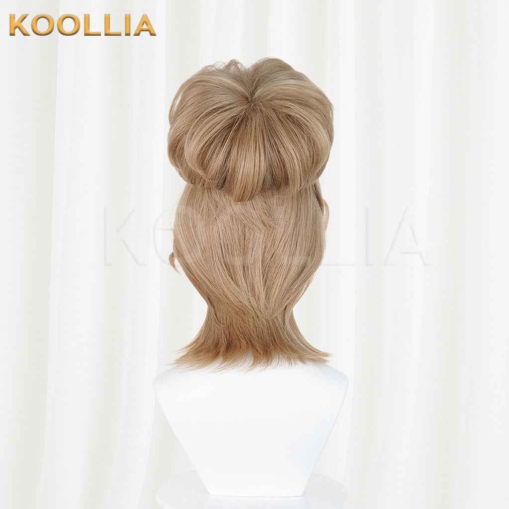 Identity V Mercy SRE Team Light Blonde Wig Pre‑Shaped High Bun Teased Craft Top Basic Wig